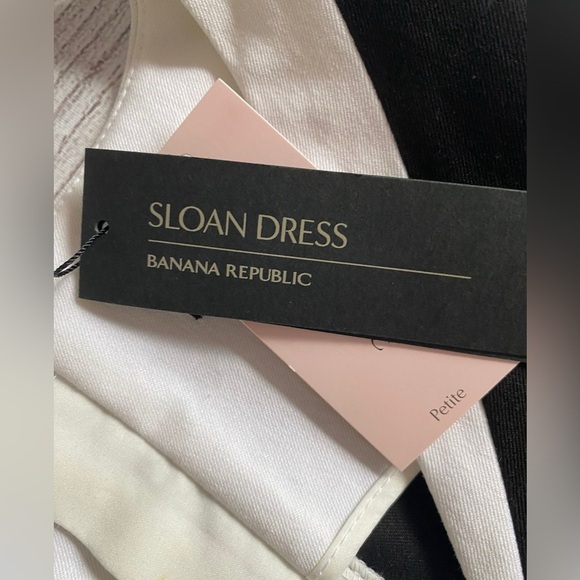 NWT Banana Republic Black and White Sloan Sheath Dress 8P - Picture 7 of 8